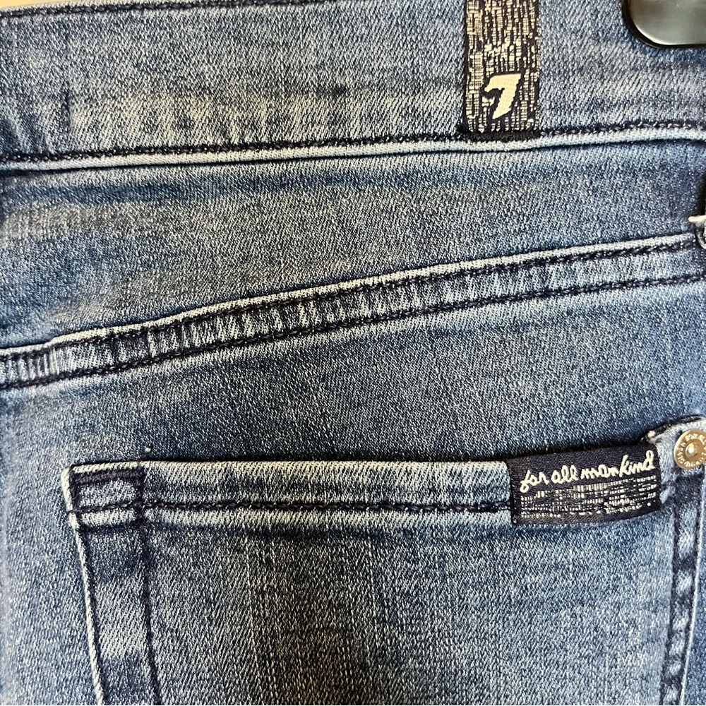 7 For All Mankind Women's 27 The Ankle Skinny Jeans b(air) Denim Blue Stretch